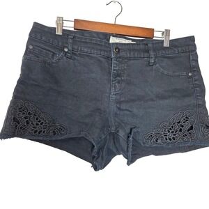 Torrid Black Denim Short Shorts with Lace detail Sides Size 14